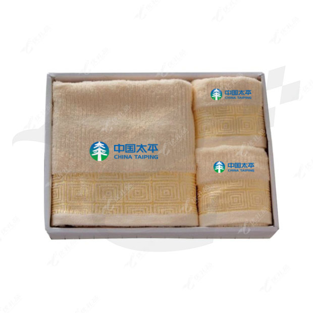 回字边纯棉毛巾浴巾三件套