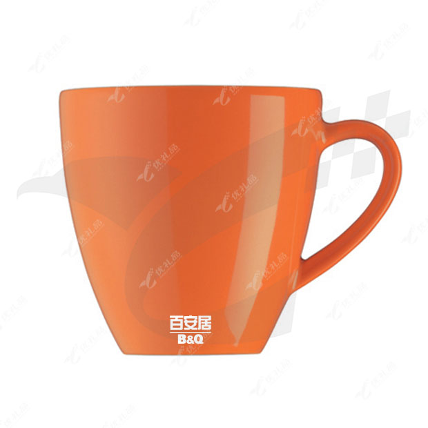 内白橘黄色汤杯 内白外橙色马克杯