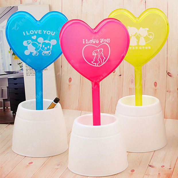 心心相印笔筒花灯 桌面笔筒收纳小夜灯