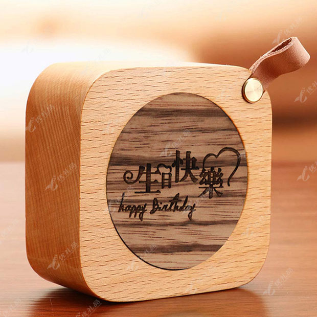中秋节礼品木质音乐盒 原木八音盒定制图案logo