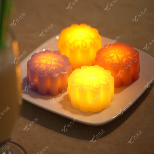 月饼形LED蜡烛灯-礼盒装定制