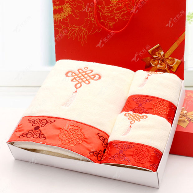 中国结毛巾浴巾三件套