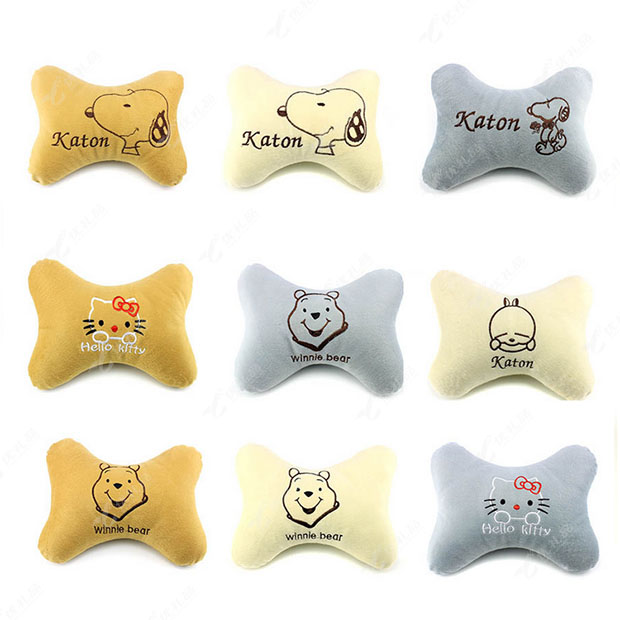 短毛绒汽车头枕靠枕 卡通可爱护颈枕