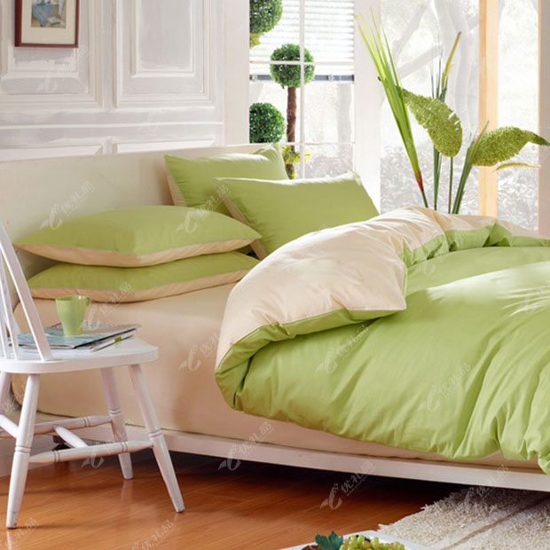 活性素色双拼四件套