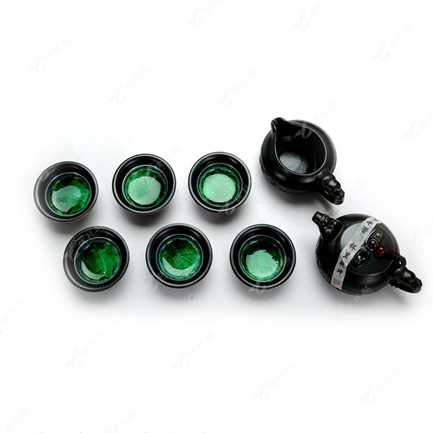 陶瓷功夫茶具礼套装 黑陶冰裂结晶釉茶壶茶杯公杯套组