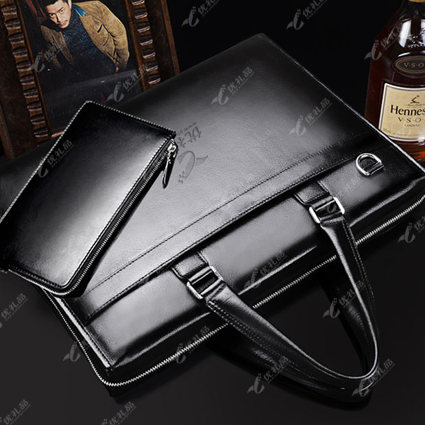 黑色大气公文电脑包公文包定制