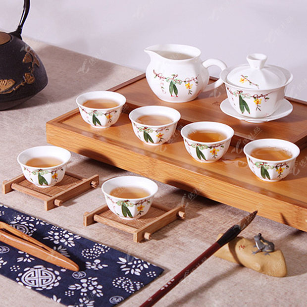 五彩手绘青花瓷彩绘功夫茶具
