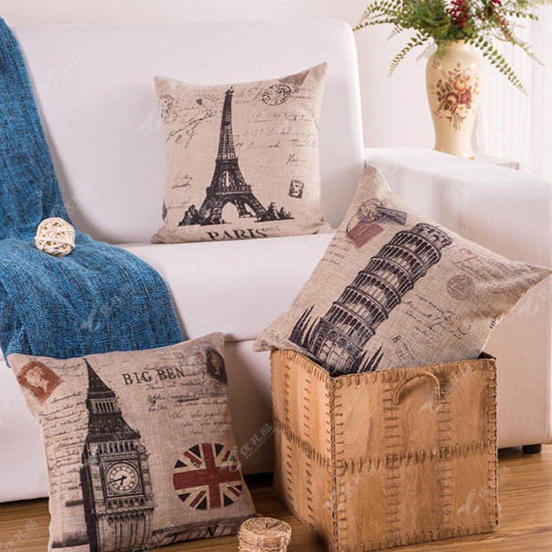 时尚棉麻印花抱枕靠枕