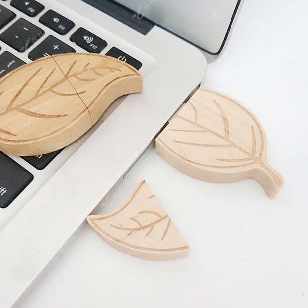 原生态竹制U盘 树叶形状U盘