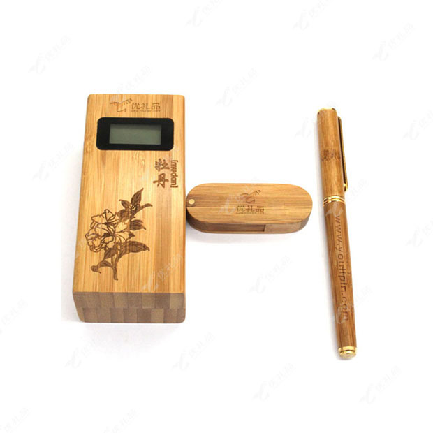 原生态竹木移动电源 U盘 笔套装定做