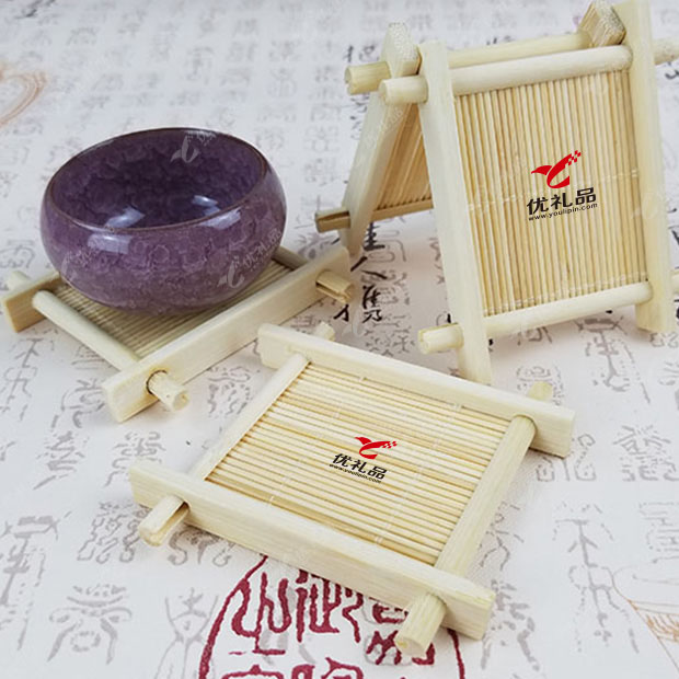 纯天然方形竹制井字茶杯杯垫