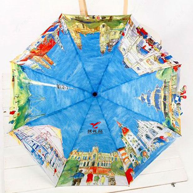 油画艺术自动伞