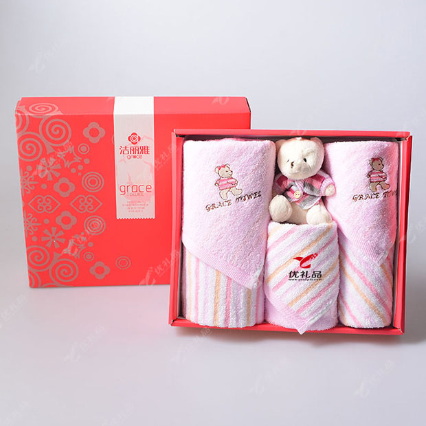洁丽雅毛巾礼盒小熊套装