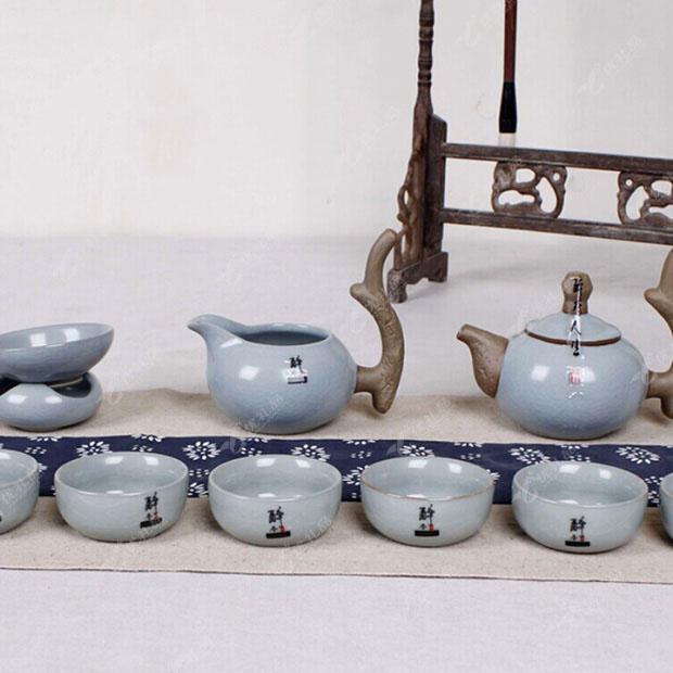 宝石蓝扬帆启航汝窑茶具定制