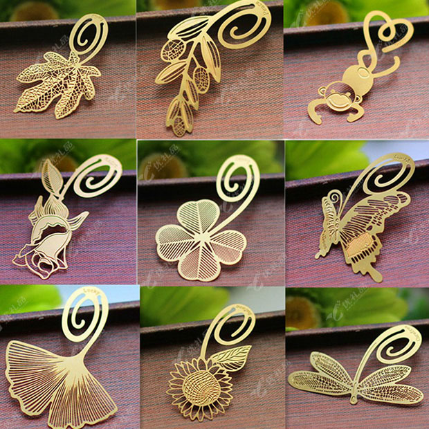 树叶造型金属书签定制