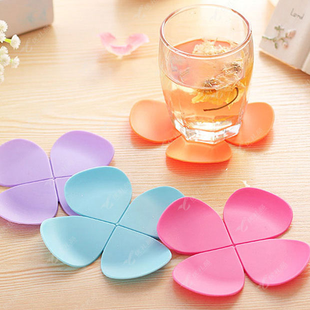 创意立体花朵硅胶杯垫