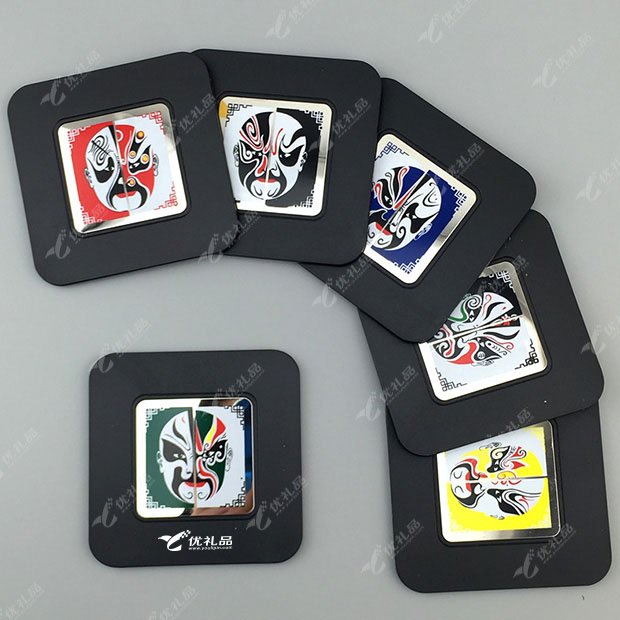 中国风脸谱六片杯垫