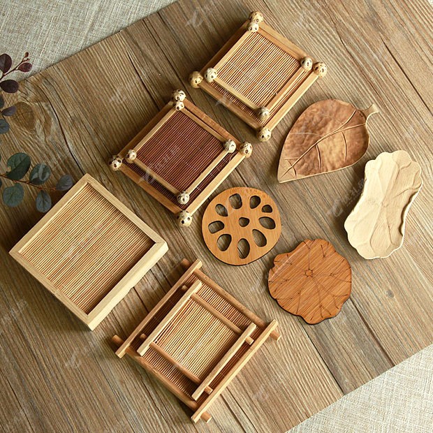 纯天然方形竹制杯垫