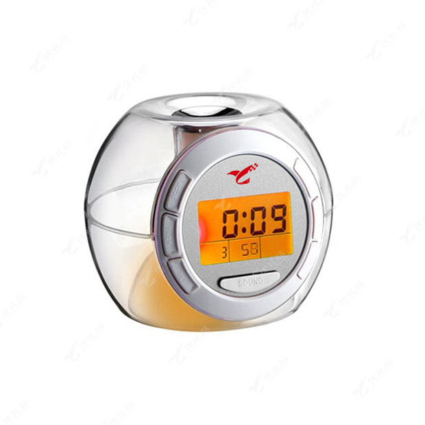 创意音乐七彩万年历夜光闹钟