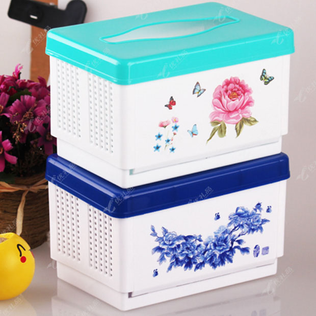 青花折叠纸巾抽