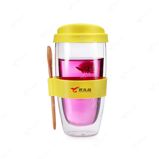 双层保温玻璃杯U型杯花茶杯