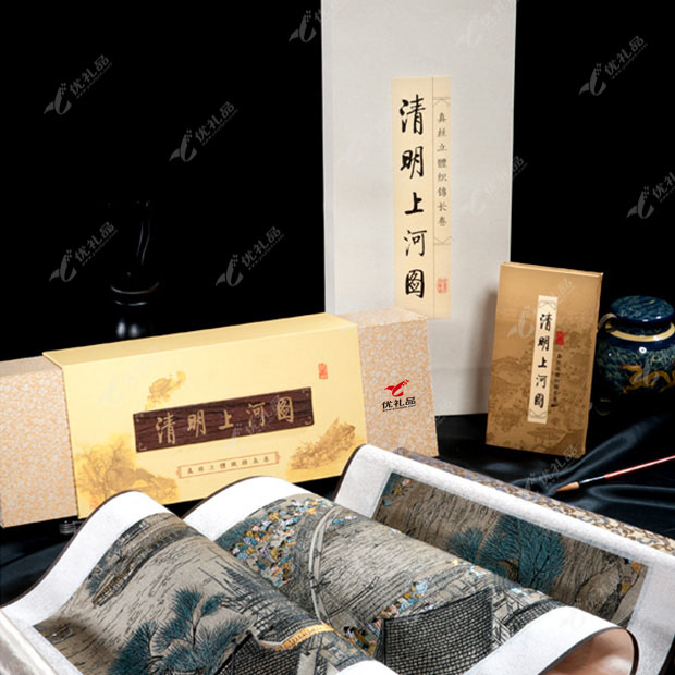 真丝立体织锦画《清明上河图》