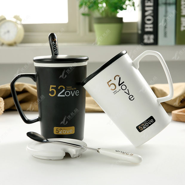 创意带盖马克杯 个性广告情侣咖啡杯