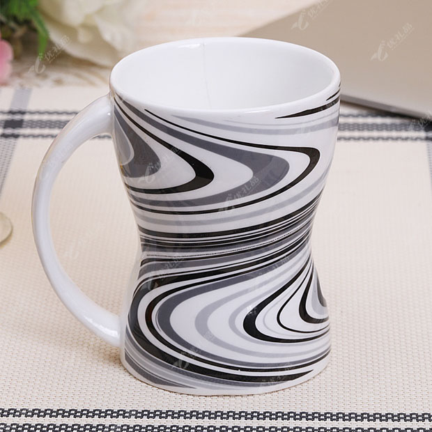 创意细收腰陶瓷杯子