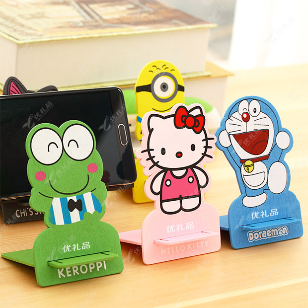 卡扣式木质卡通手机支架