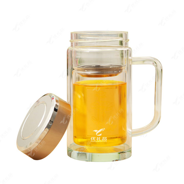 新款双层加厚水晶底玻璃杯