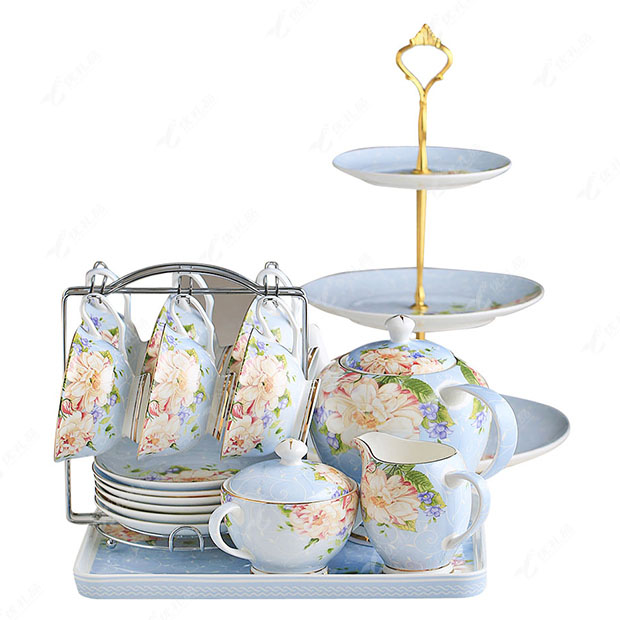 15头欧式骨瓷咖啡茶具套装