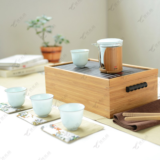 便携九头装竹制茶具套装 车载茶具
