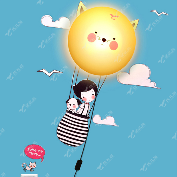 可爱卡通墙纸壁灯定制