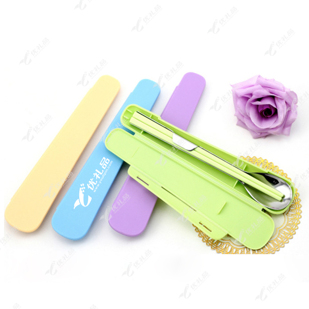 创意不锈钢折叠便携餐具筷勺子2件套装