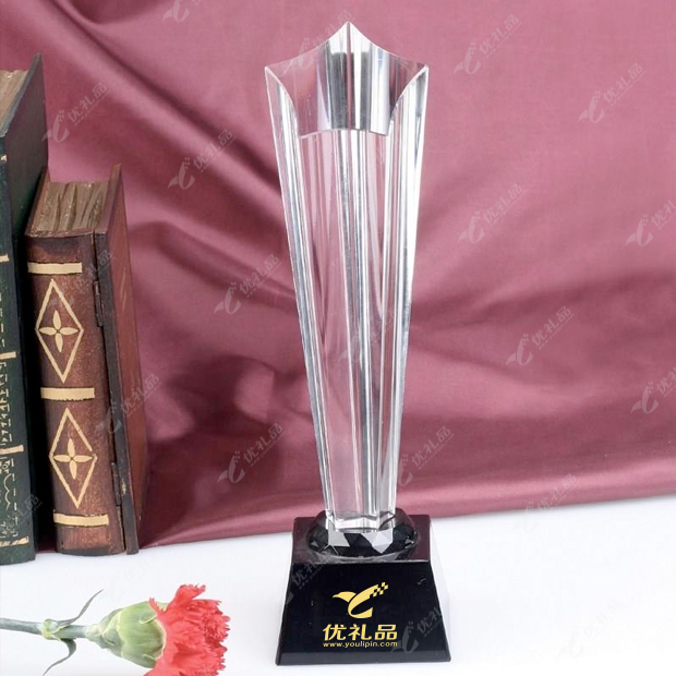 五角星柱水晶奖杯