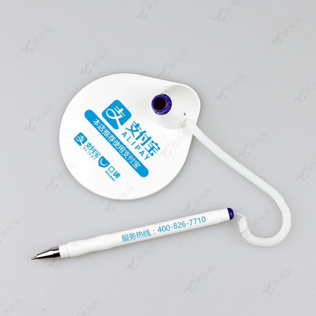 广告笔定制LOGO 可印二维码 固定粘桌台笔