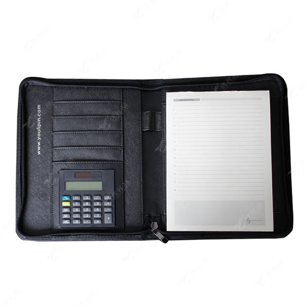 A5多功能经理夹 皮质活页带计算器