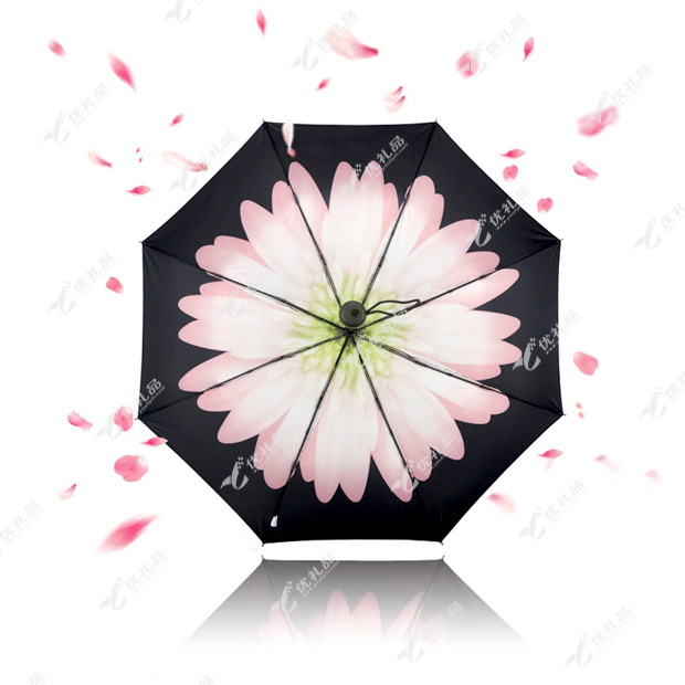 创意三折雏菊小黑伞 新款防嗮礼品