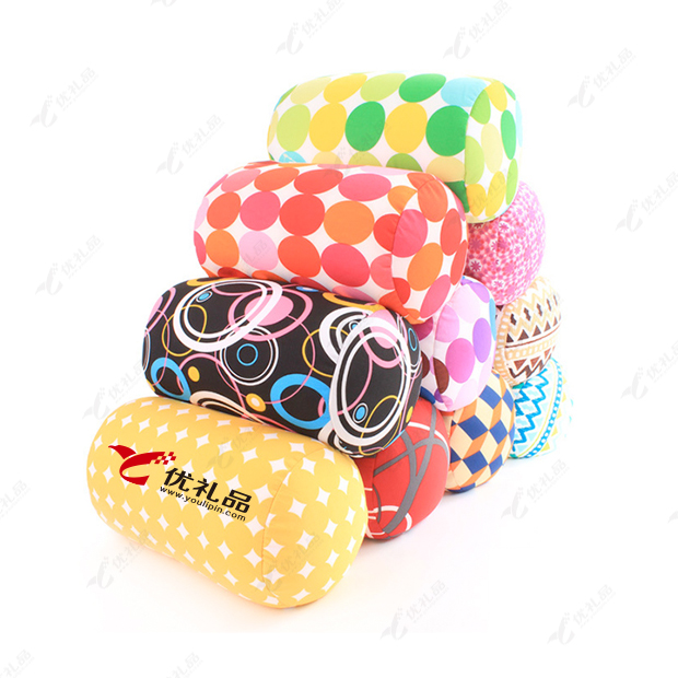 印花粒子圆柱护颈枕头