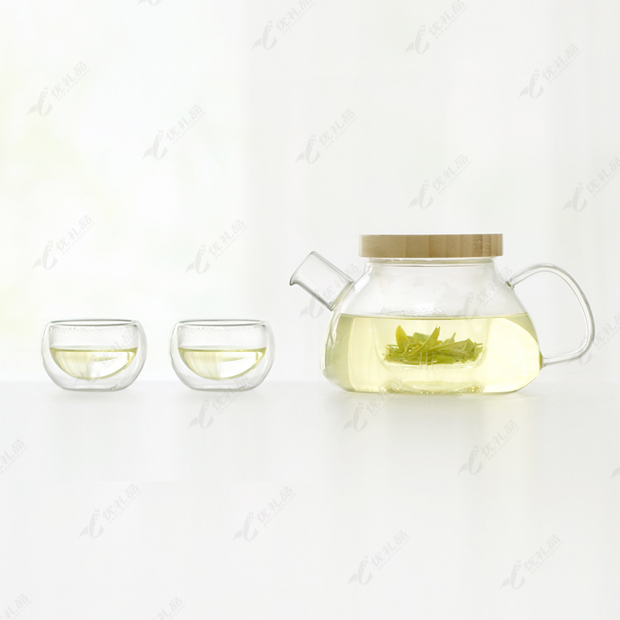 竹盖玻璃茶具套装