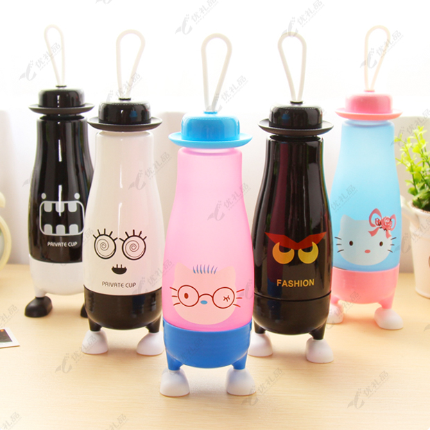 大肚玻璃杯喷色便携随手茶水杯