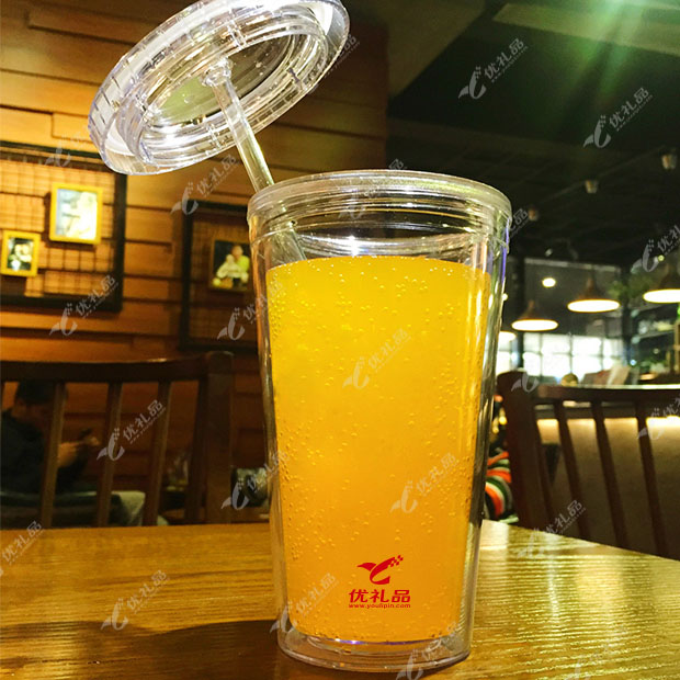 双层塑料吸管杯