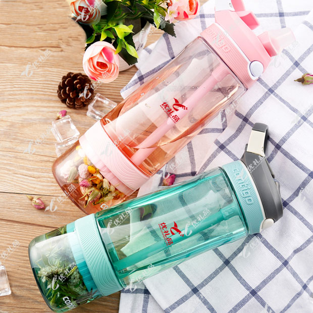 contigo果汁杯 美国进口吸管水杯塑料杯