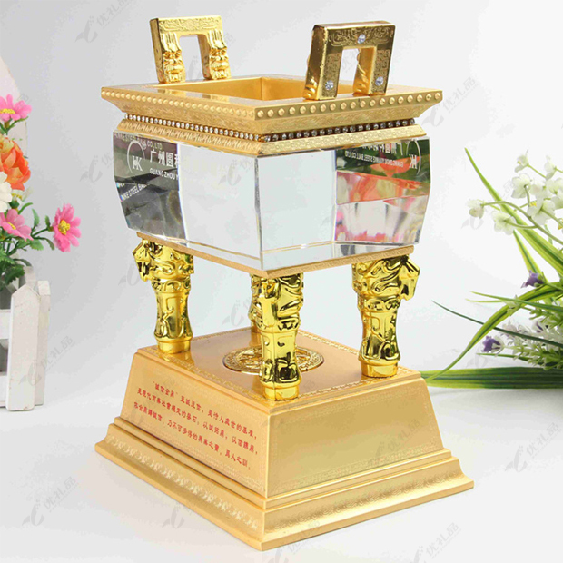 高档水晶工艺品 诚信金鼎摆件