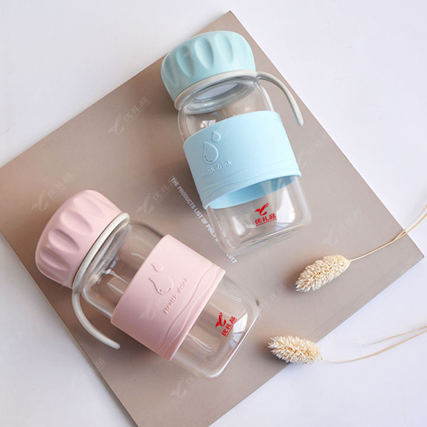 创意新款点心广告礼品 硅胶手提玻璃杯