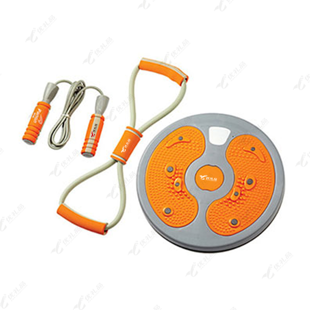 健身器材三件套跳绳拉力器扭腰盘