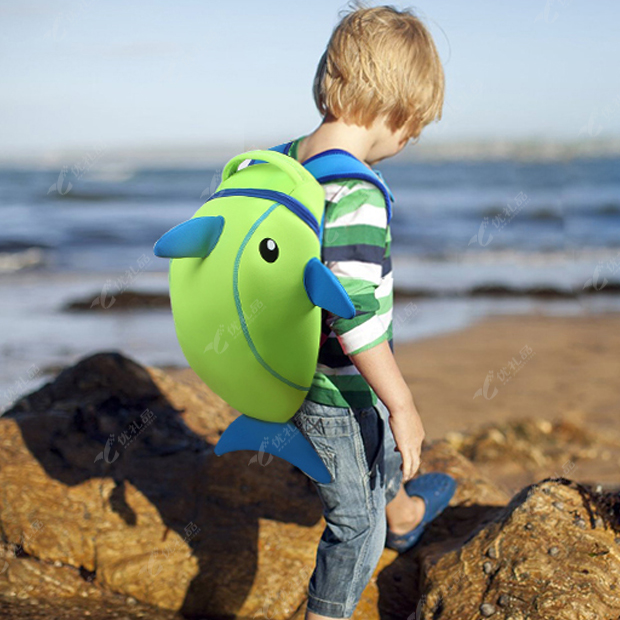 防水环保潜水料儿童海豚双肩背包
