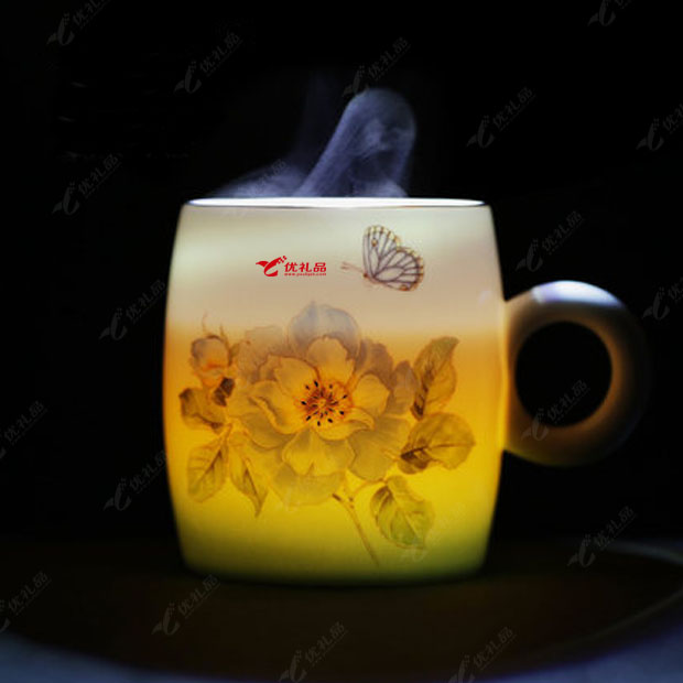 Auratic国瓷粉色渐变 中国风骨瓷陶瓷杯