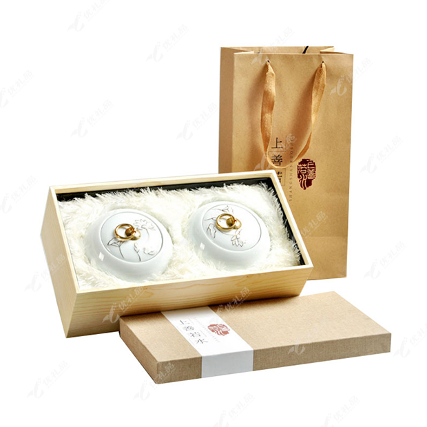 白瓷描金陶瓷茶叶罐