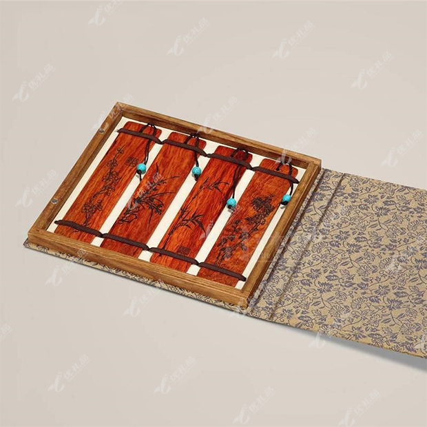 梅兰竹菊手工书签古典红木礼品
